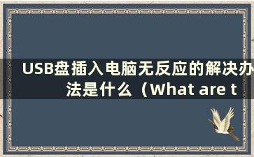 USB盘插入电脑无反应的解决办法是什么（What are the solutions to the Problem of the USB盘插入电脑时没有反应）